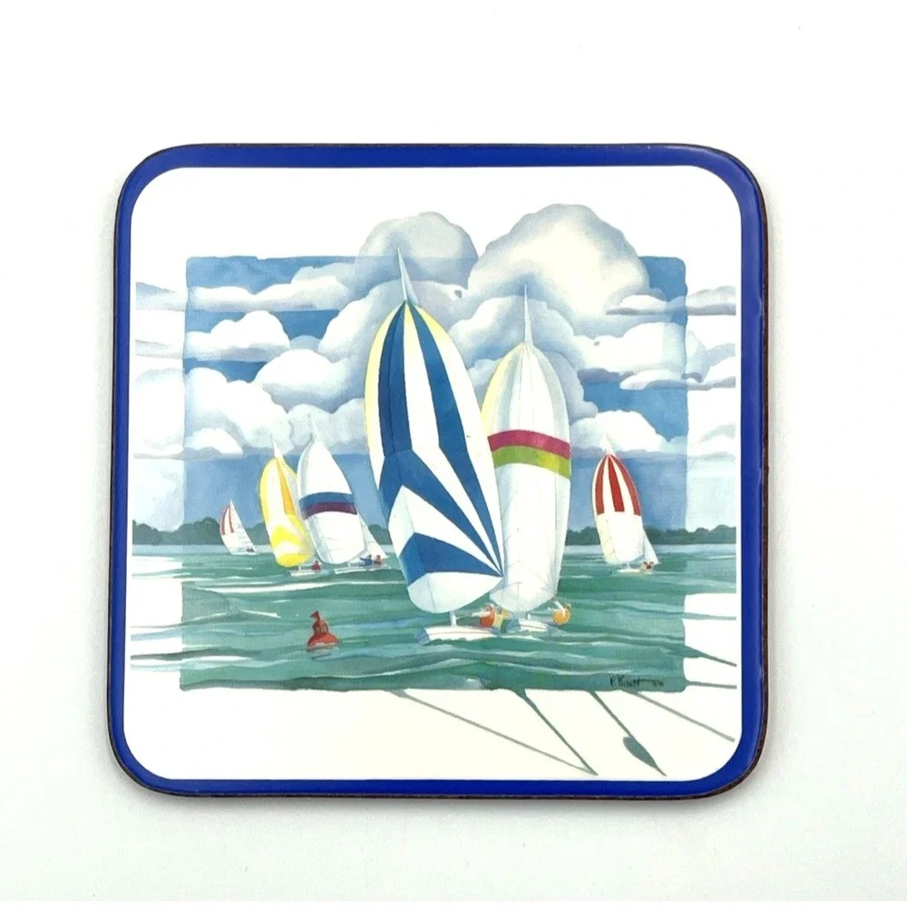 Pimpernel Regatta Coasters England‎ Set of 6 Cork Back 4